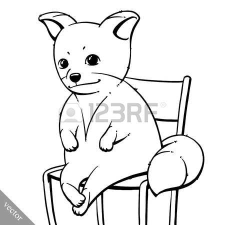 450x450 Funny Cartoon Cute Cool Fat Fox Vector Illustration Royalty Free