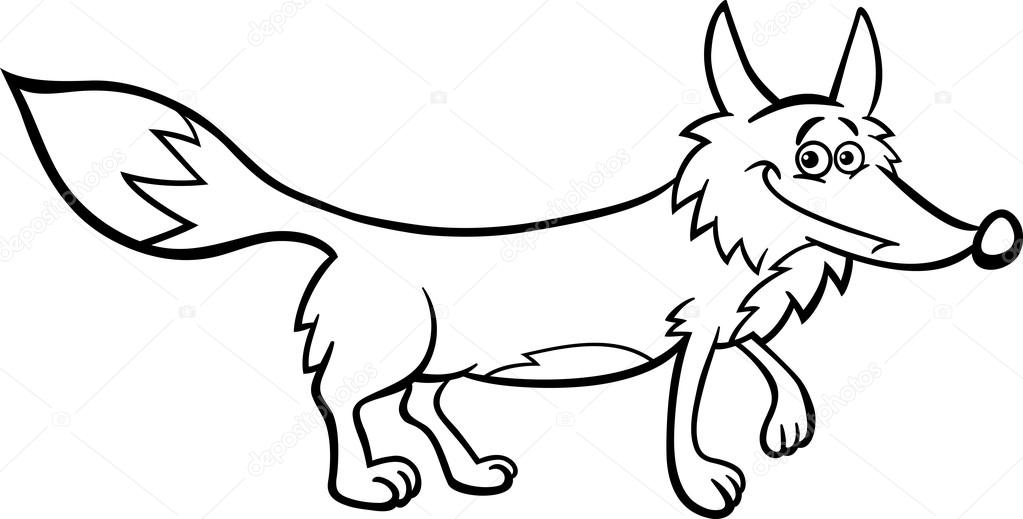 1023x519 Fox Cartoon Illustration For Coloring Stock Vector Izakowski