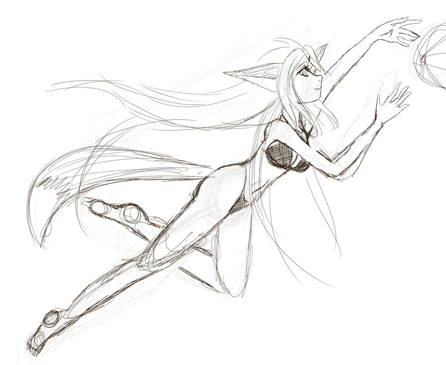 900x738 Beachy Fox Girl Sketch Preview By Rah Chan