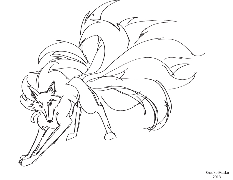 792x612 Nine Tailed Fox Outline By Silveraruka On Ninetails