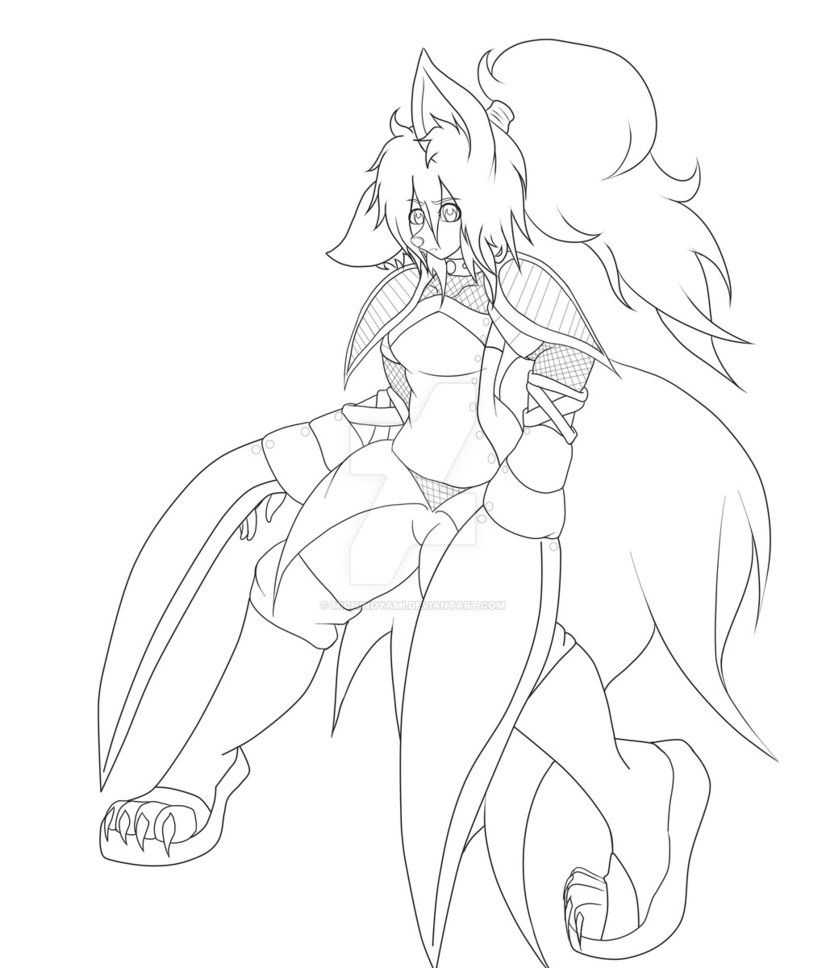 826x968 Warrior Fox Outline By Michinoyami
