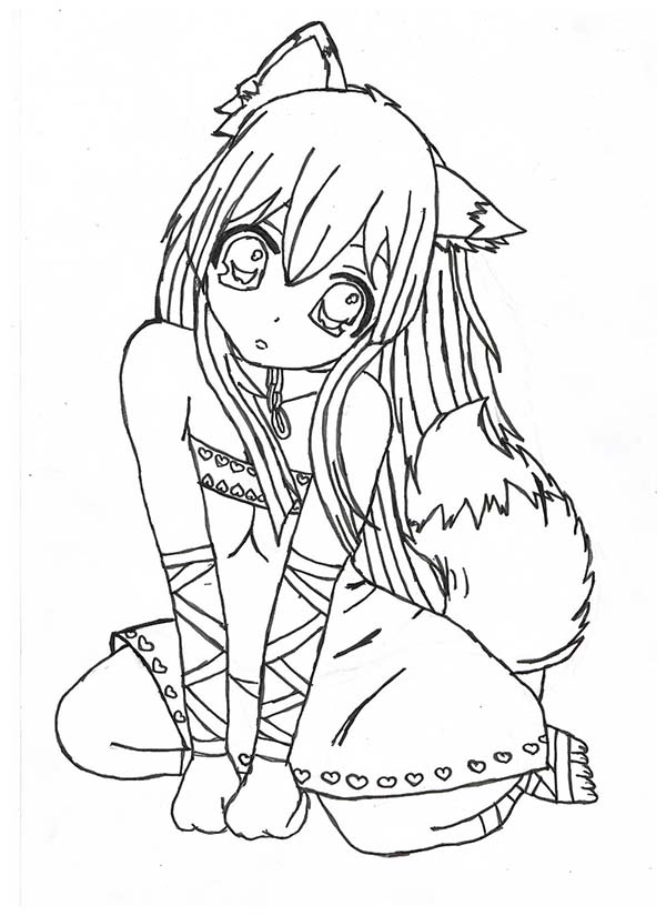 600x825 Anime Fox Girl Coloring Pages Weekly Printable In Cure Draw