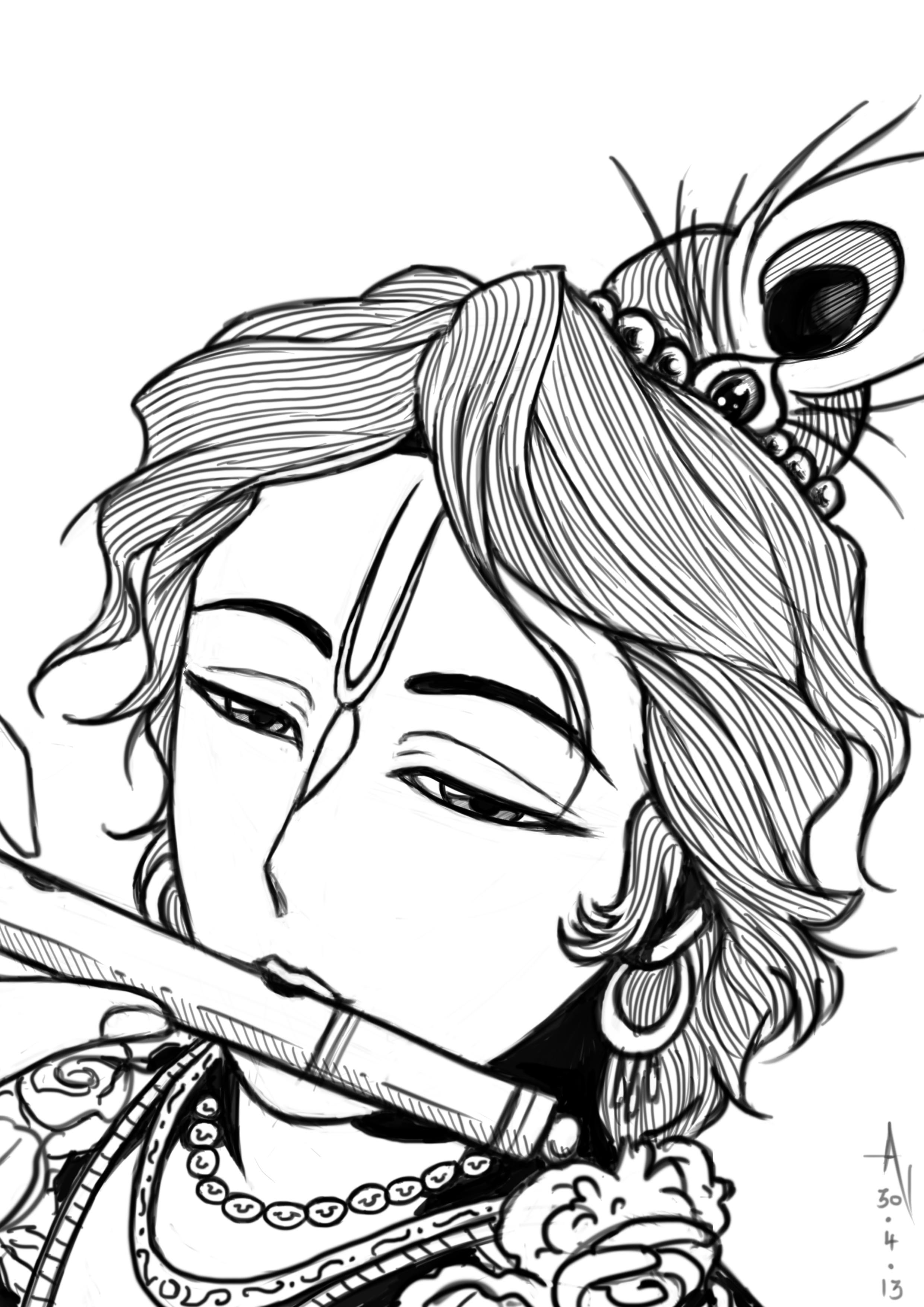 2480x3508 Krishna Face Sketch Hd