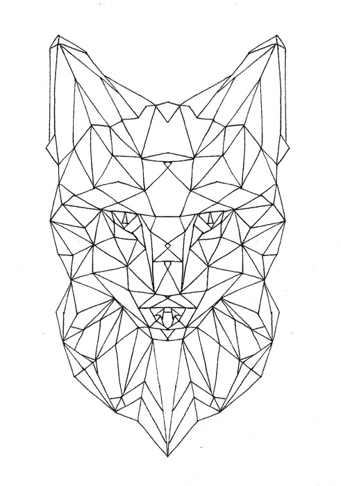 491x700 Geometric Fox Face (Unfinished) Proste Projekty Round Line Work
