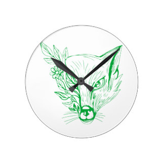 324x324 Fox Drawing Wall Clocks Zazzle