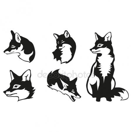 450x450 Raccoon Wolf Cat And Fox Head Logos Stock Vector
