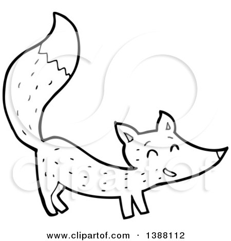 450x470 Clipart Of A Cartoon Black And White Lineart Fox