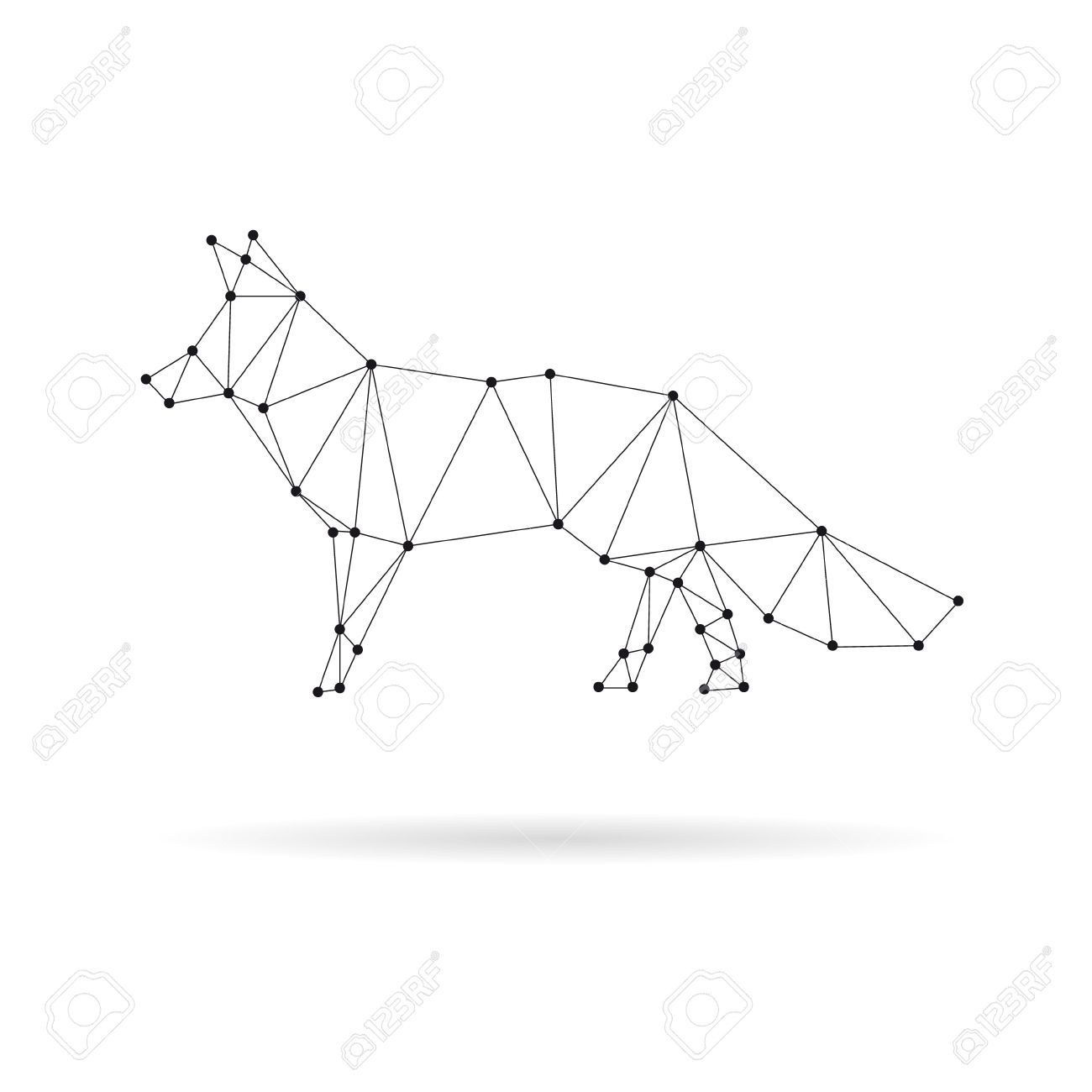 1300x1300 Geometric Fox Design Silhouette. Black Line Illustration Royalty
