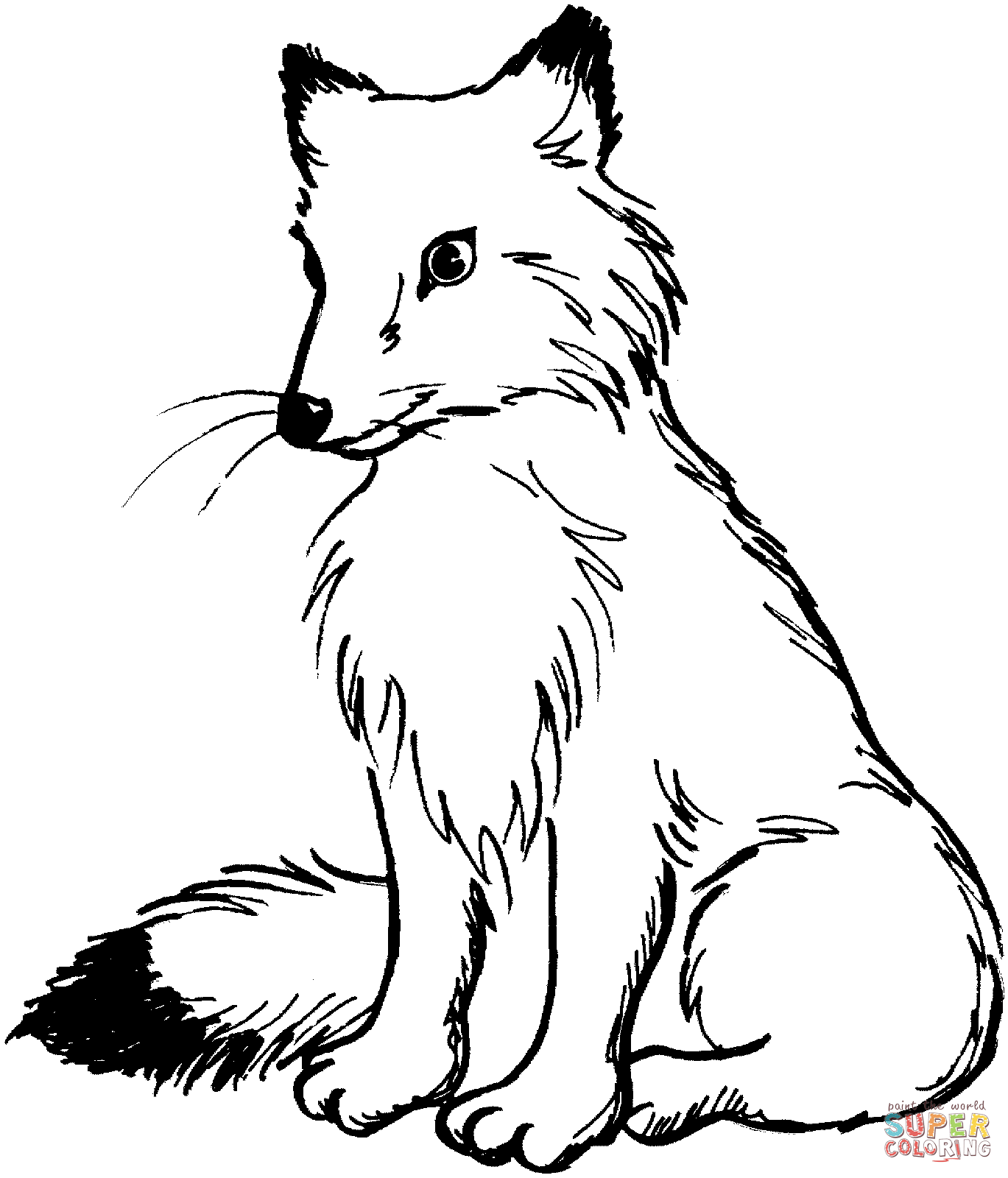 1369x1600 Red Fox With Black Tail Coloring Page Free Printable Coloring Pages