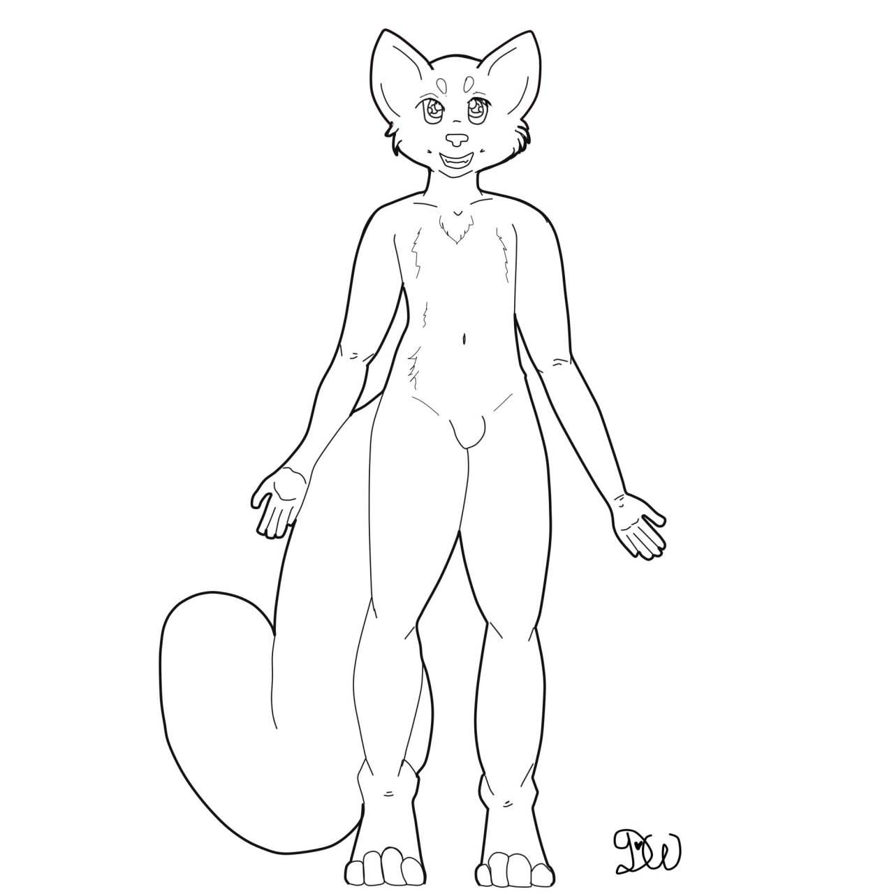 1280x1280 Free Line Art (Male) Fox By Danisnowytail