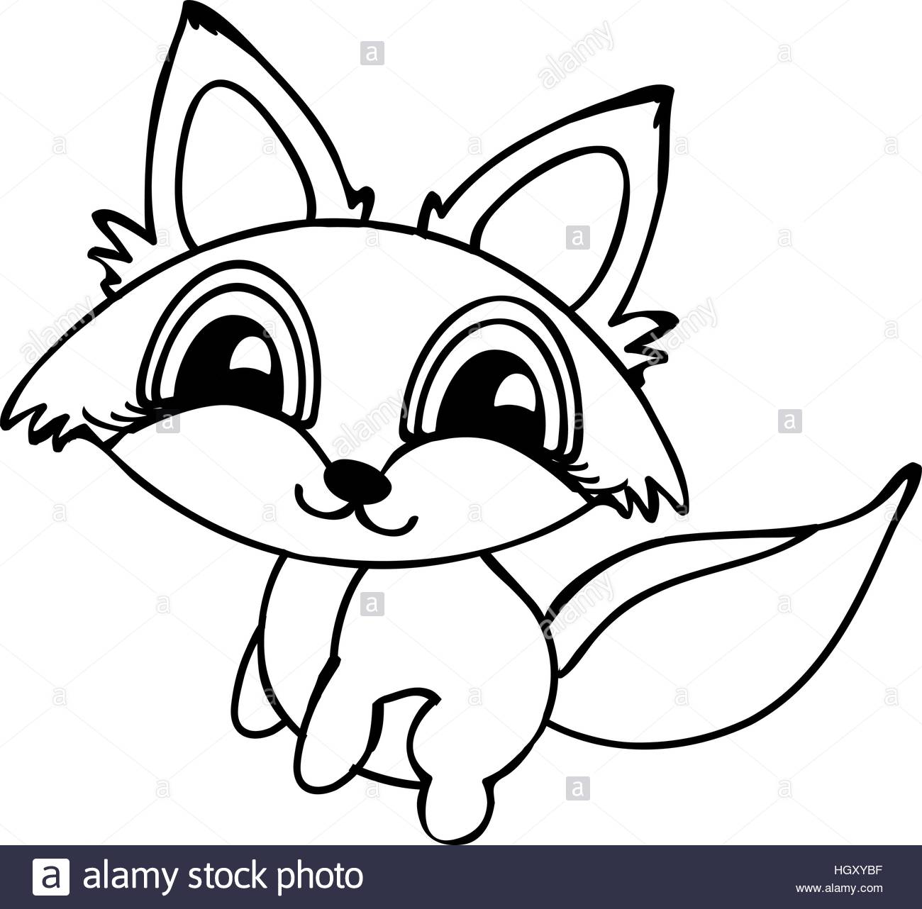 1300x1282 Black And White Line Of Baby Fox Stock Vector Art Amp Illustration