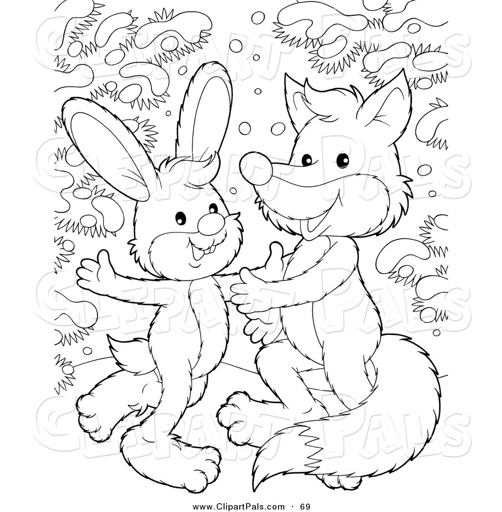 1024x1044 Pal Clipart Of A Coloring Page Outline Design Of A Rabbit And Fox