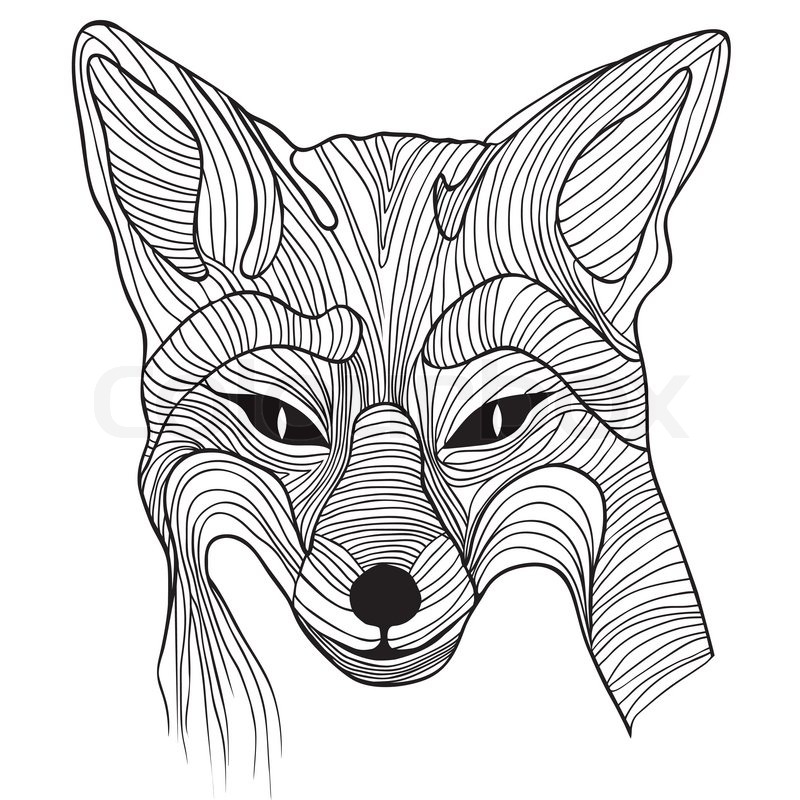 800x800 Fox Animal Sketch Tattoo Symbol Illustration. Foxy Dog T Shirt