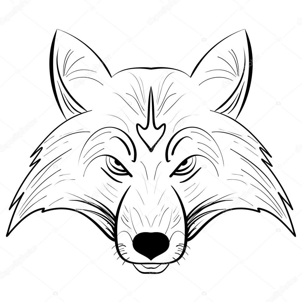 1024x1024 Hand Drawn Vector Fox Head.ink Sketch Fox Stock Vector