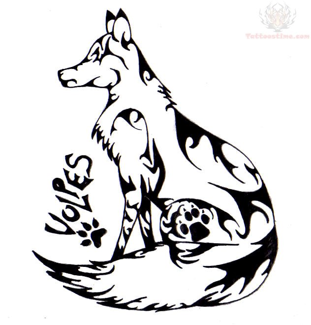 632x660 Paw Print And Fox Tattoo Design