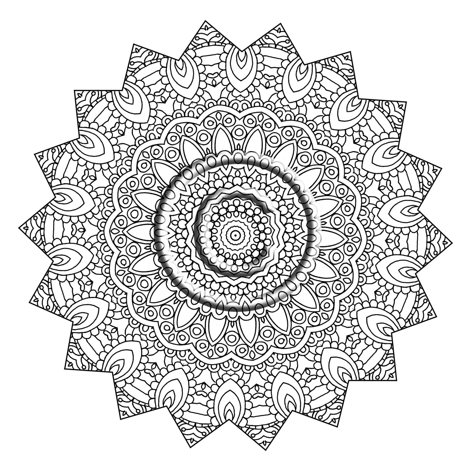 1500x1500 Digital Download Coloring Page Hand Drawn Zentangle Inspired Joy