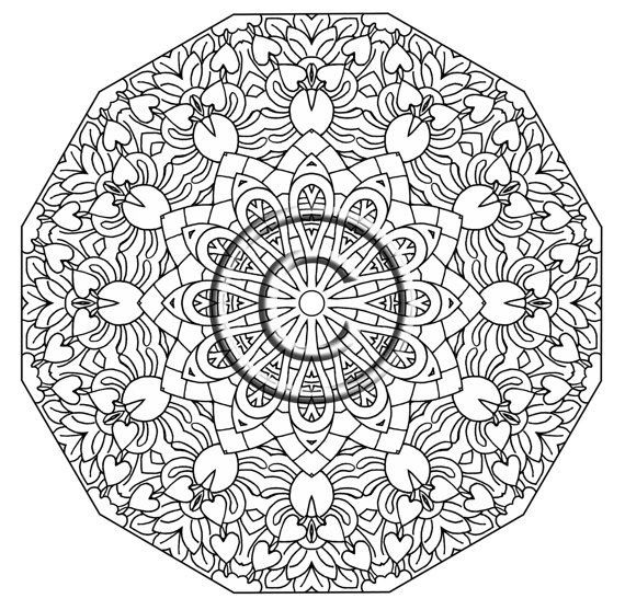 570x557 Instant Png Download Coloring Page Hand Drawn Zentangle Mehndi