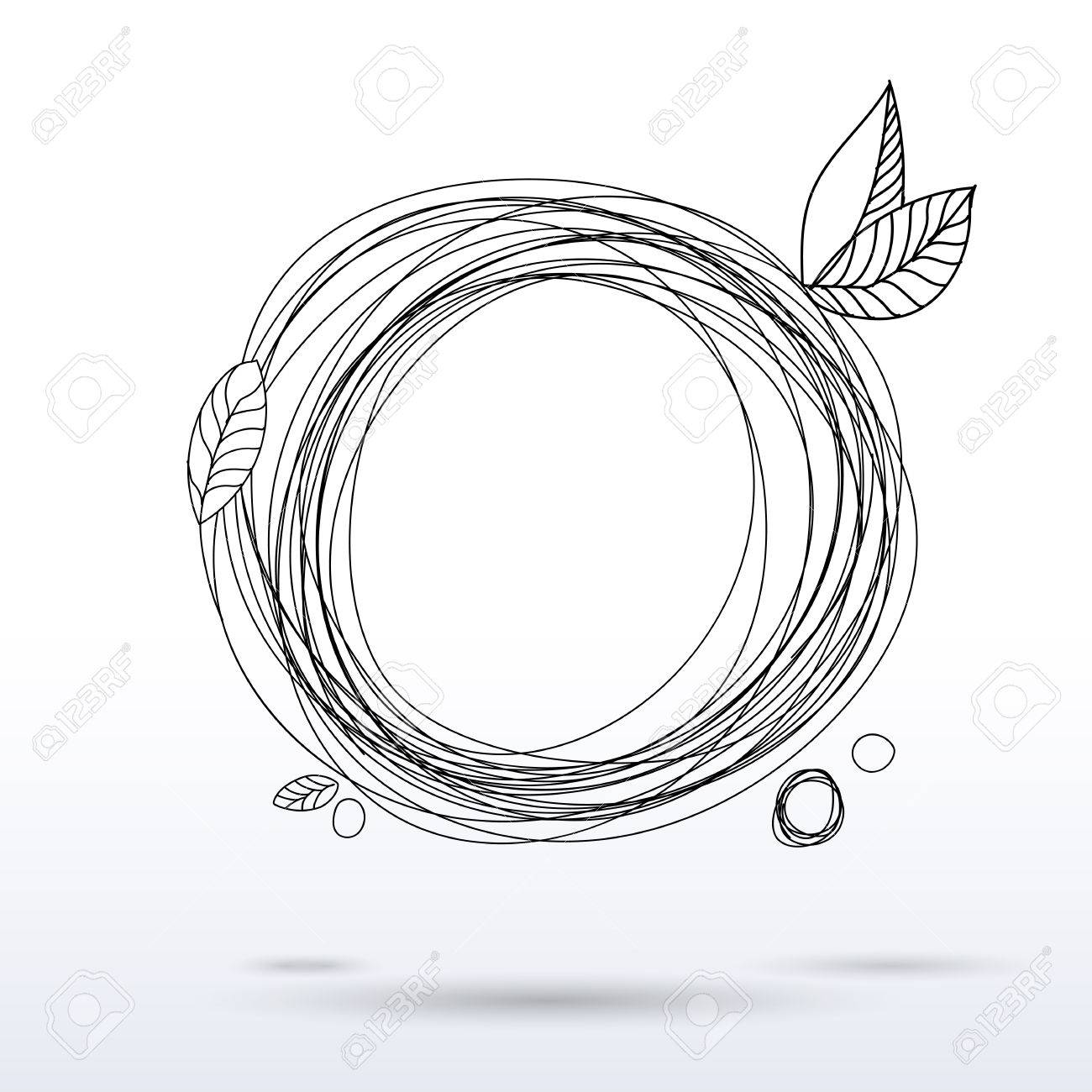 1300x1300 Doodle Style En Drawing Circle Frame. Hand Drawing Decorative