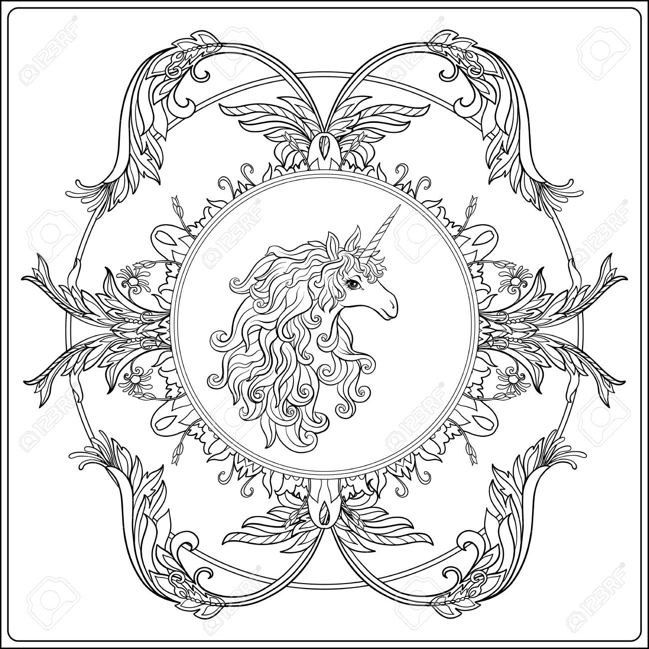 1300x1300 Unicorn In The Frame, Arabesque In The Royal, Medieval Style