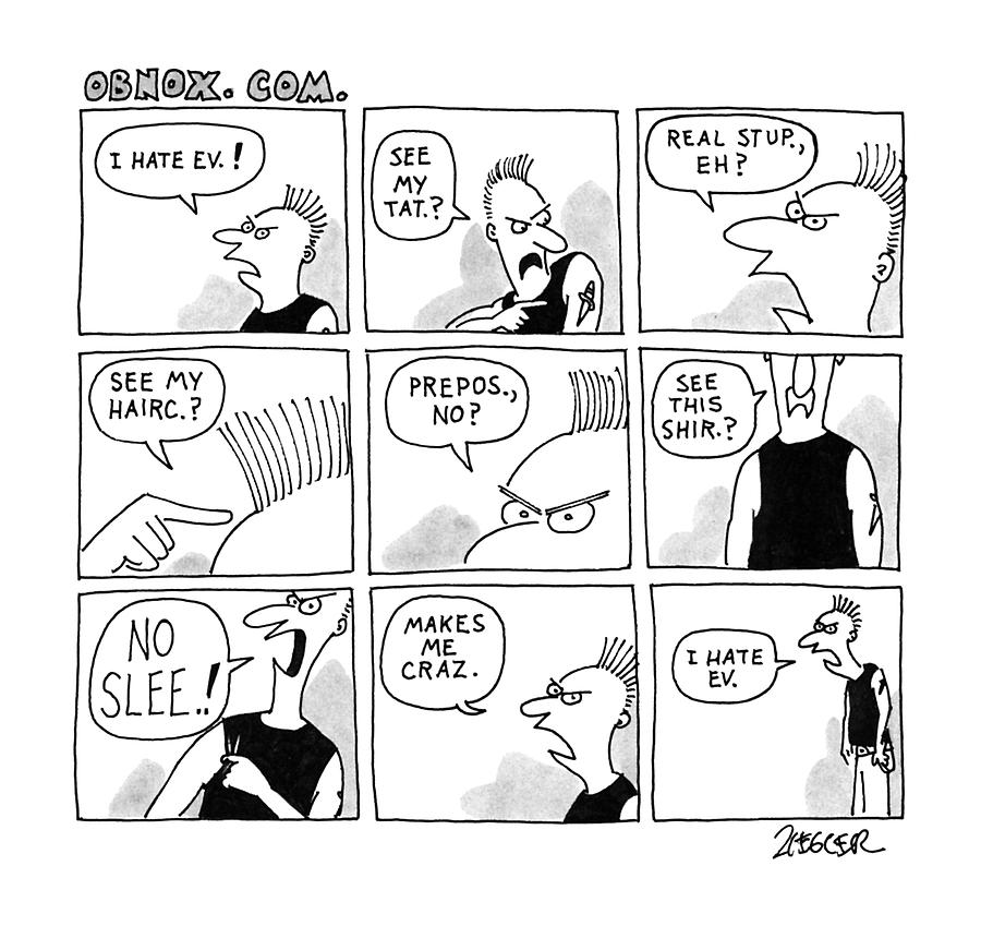 900x849 Title Obnox. Com. Strip Of Nine Frames Drawing By Jack Ziegler