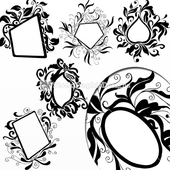 578x578 Vector Hand Drawn Floral Ornamental Frames Decorations