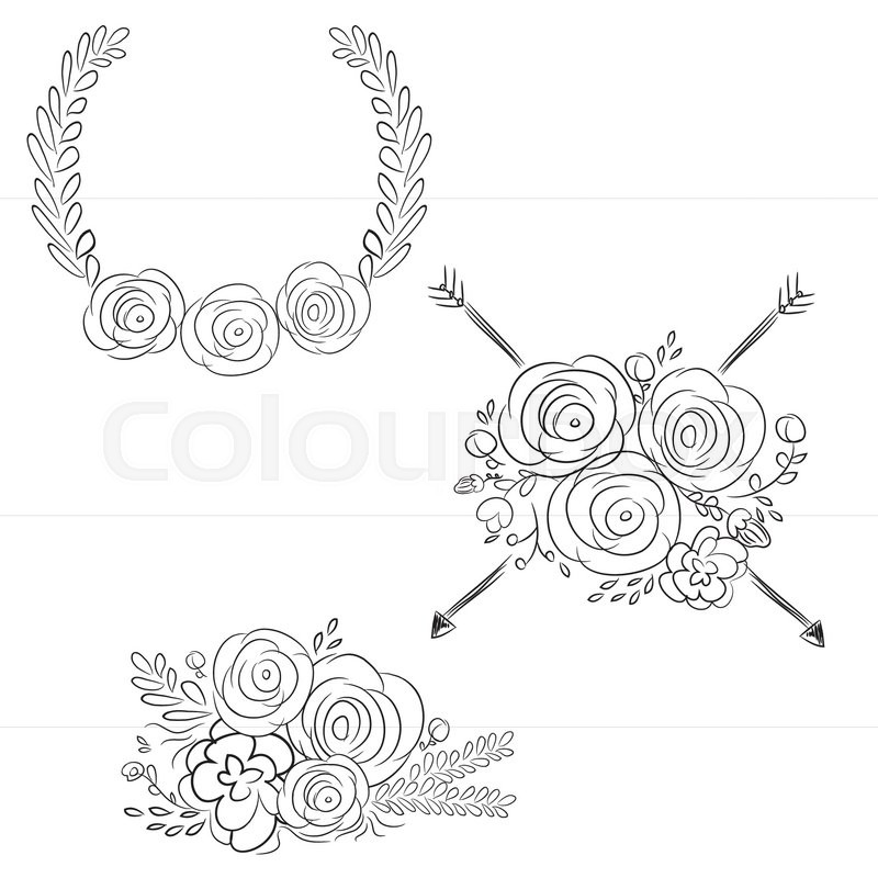 800x800 Vector Wreaths And Laurel Wreaths. Round Flower Vector Frames