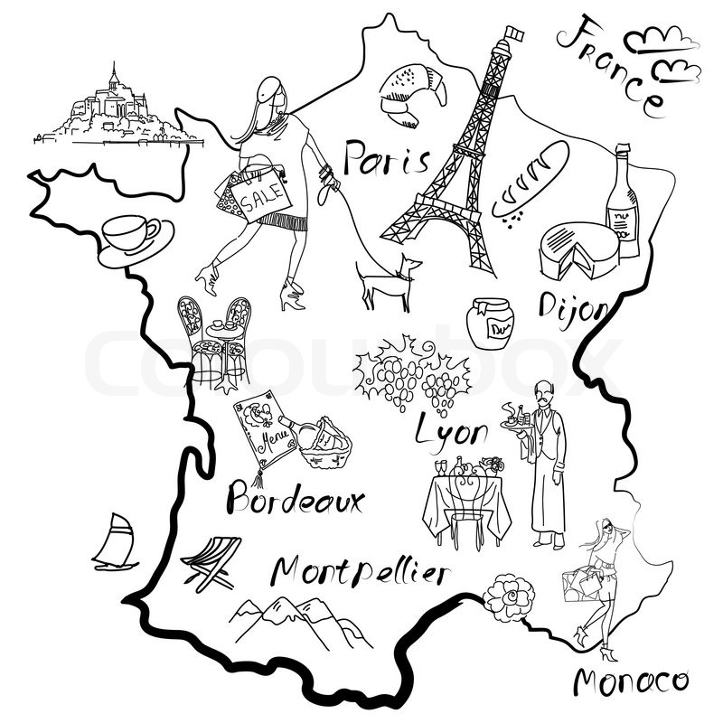 800x800 Stylized Map Of France Things That Different Regions In France Are