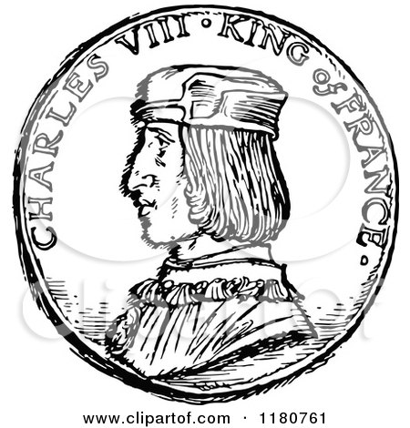 450x470 Clipart A Retro Vintage Black And White Charles Viii King