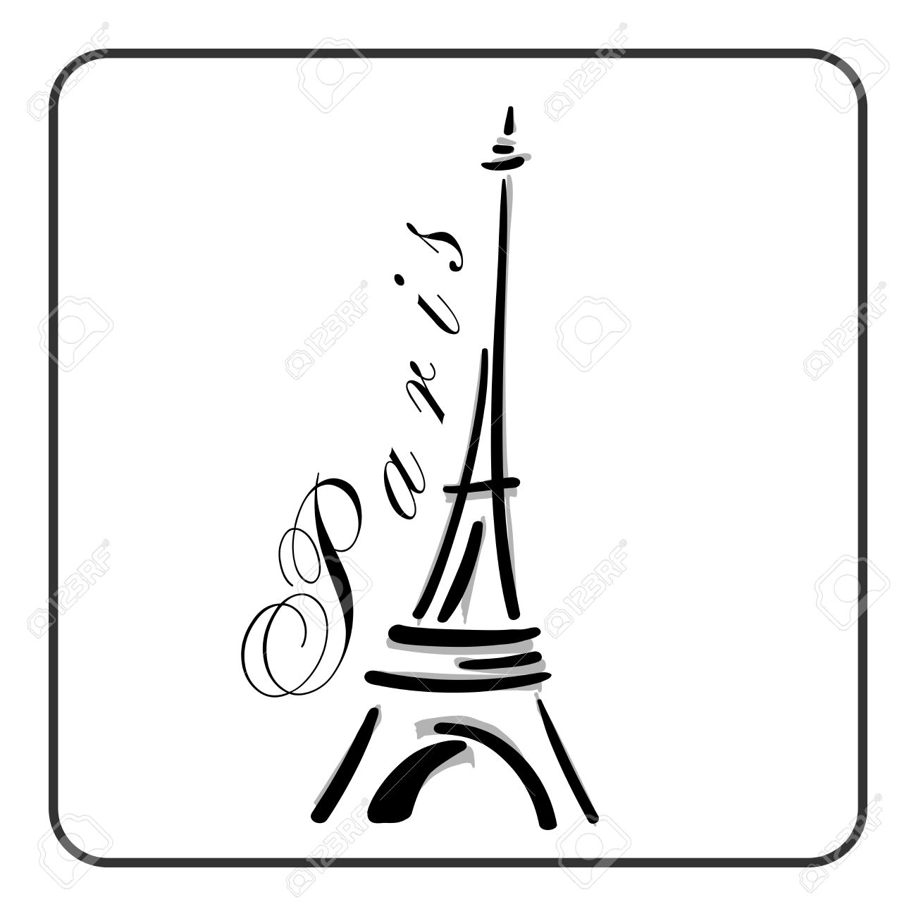 1300x1300 Eiffel Tower In A Simple Sketch Style. Big Famous Symbol Of Paris