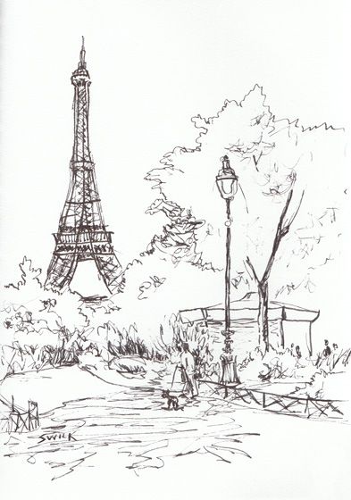 393x560 Drawn Eiffel Tower Easy French