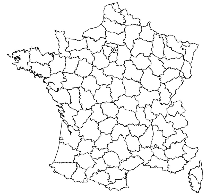 800x750 France Coloured And Outline Maps Of The Departments
