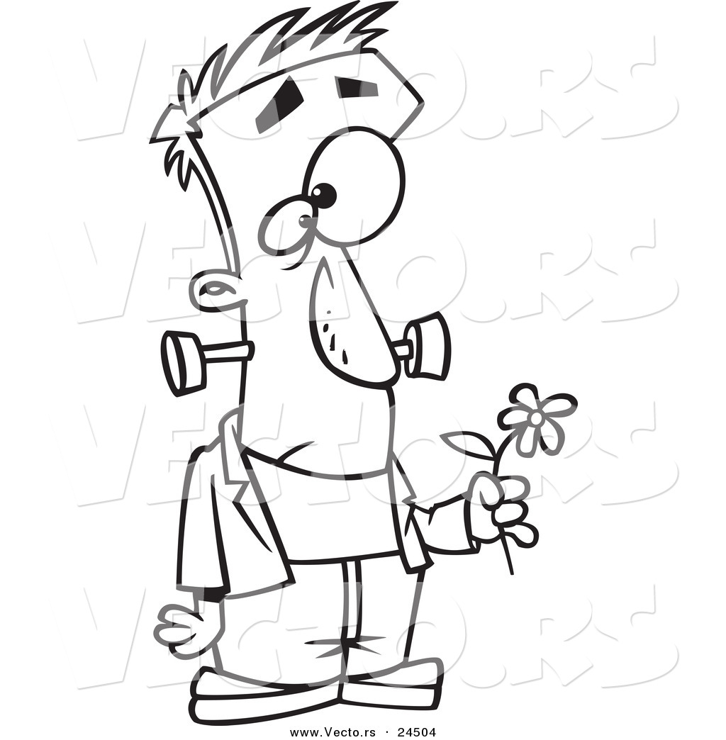 1024x1044 Vector Of A Cartoon Sad Frankenstein Holding A Flower