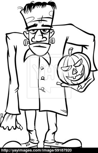 327x512 Frankenstein Cartoon For Coloring Book Vector