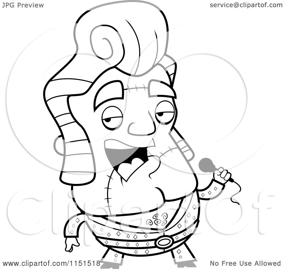 1080x1024 Cartoon Clipart Of A Black And White Singing Frankenstein Elvis