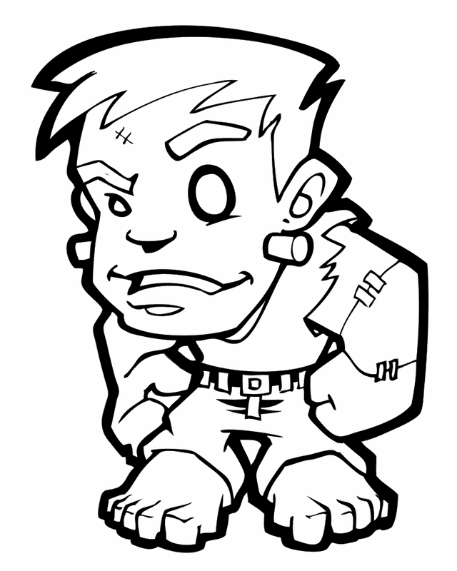640x800 Cute Frankenstein Coloring Pages