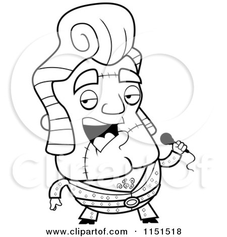 450x470 Cartoon Clipart Of A Black And White Singing Frankenstein Elvis