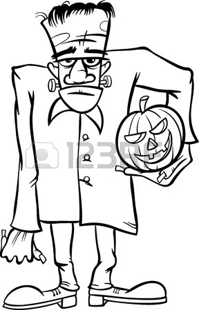288x450 Cartoon Frankenstein Head Line Art Royalty Free Cliparts, Vectors