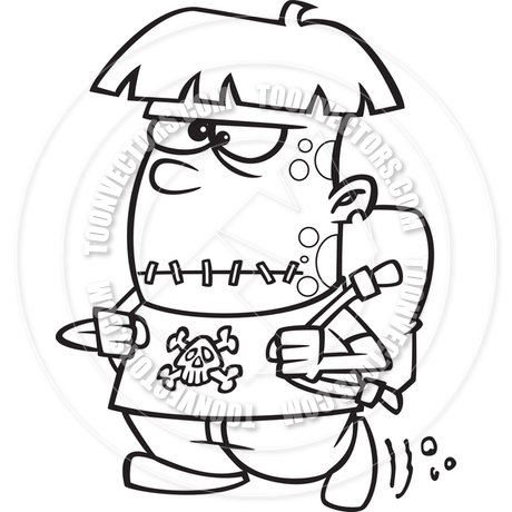 460x460 Cartoon Frankenstein Kid (Black Amp White Line Art) By Ron Leishman