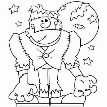345x345 Frankenstein Coloring Page Happy Halloween