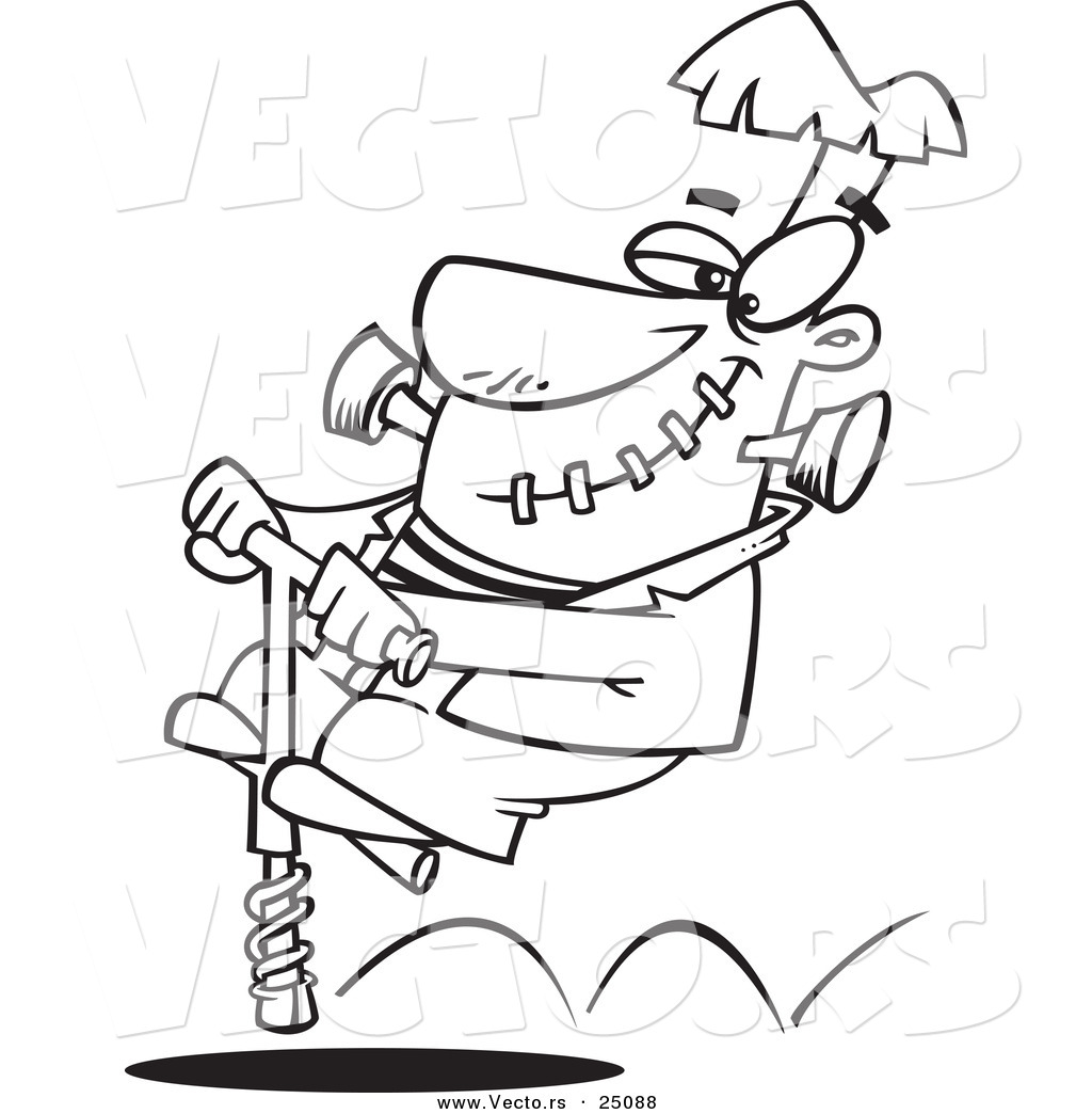 1024x1044 Vector Of A Cartoon Halloween Frankenstein On A Pogo Stick