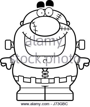 300x355 A Cartoon Illustration Of A Frankenstein Monster Smiling Stock