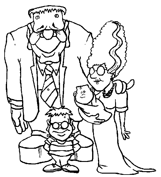 526x576 Frankenstein Family Monster Halloween Print Coloring Pages Free
