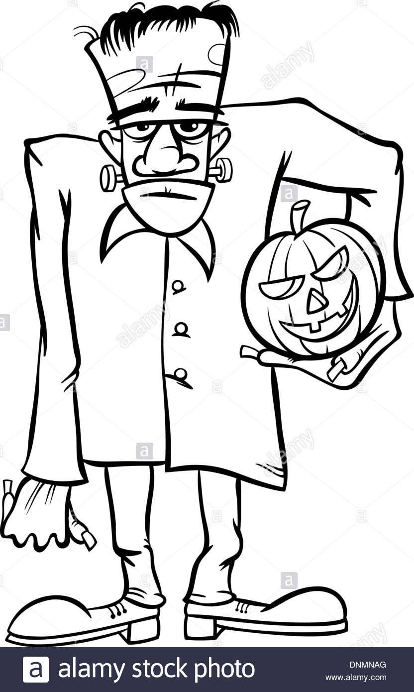 832x1390 Black And White Cartoon Illustration Of Spooky Halloween Zombie