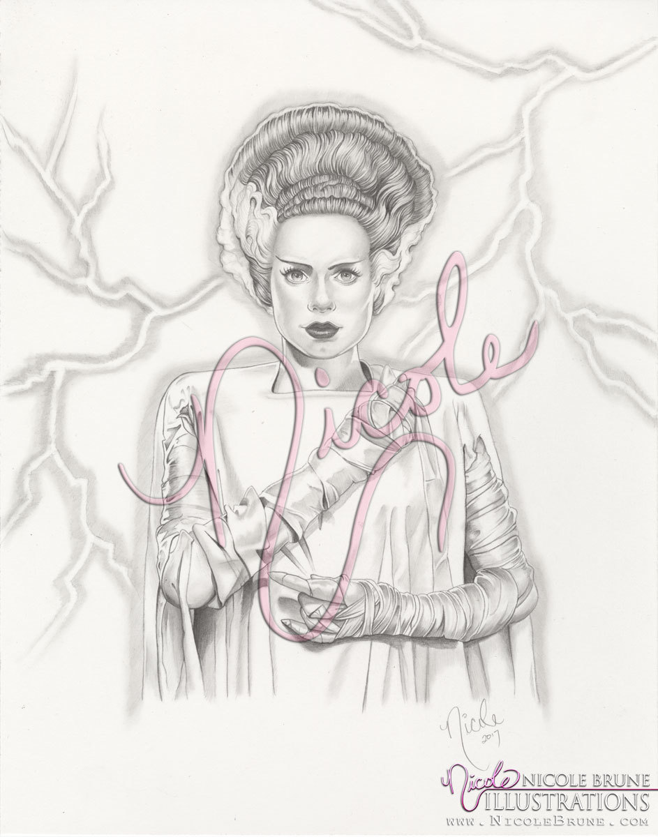 943x1200 Bride 11x14 Original Drawing By Nicole Brune