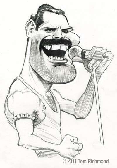 400x571 Fred Mercury By Tom Richmond Inspirationcaricatures