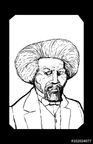324x500 Outlined Portrait Of Frederick Douglass With Frame Stock Image