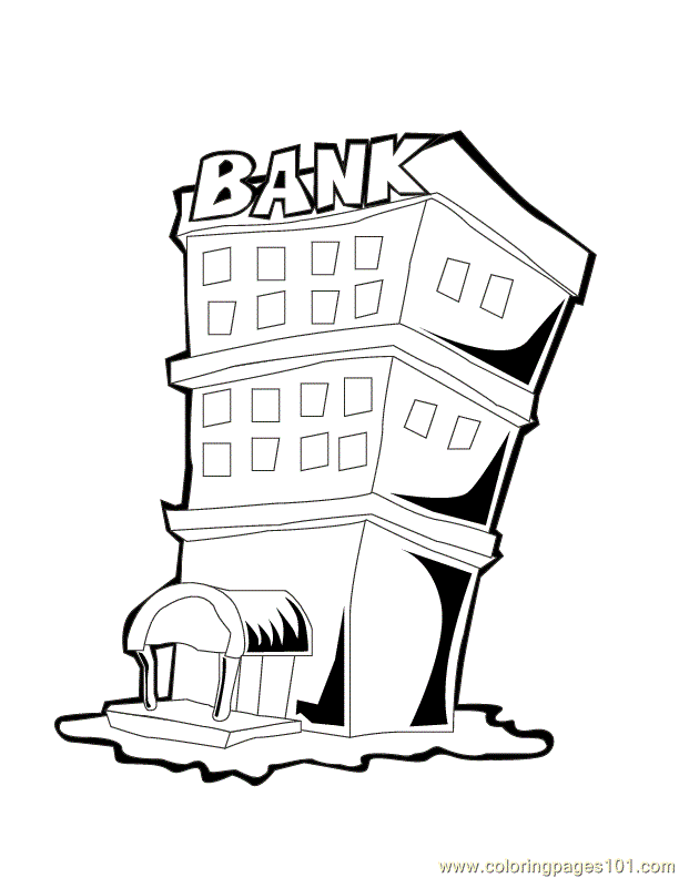612x792 Bank Building Coloring Page