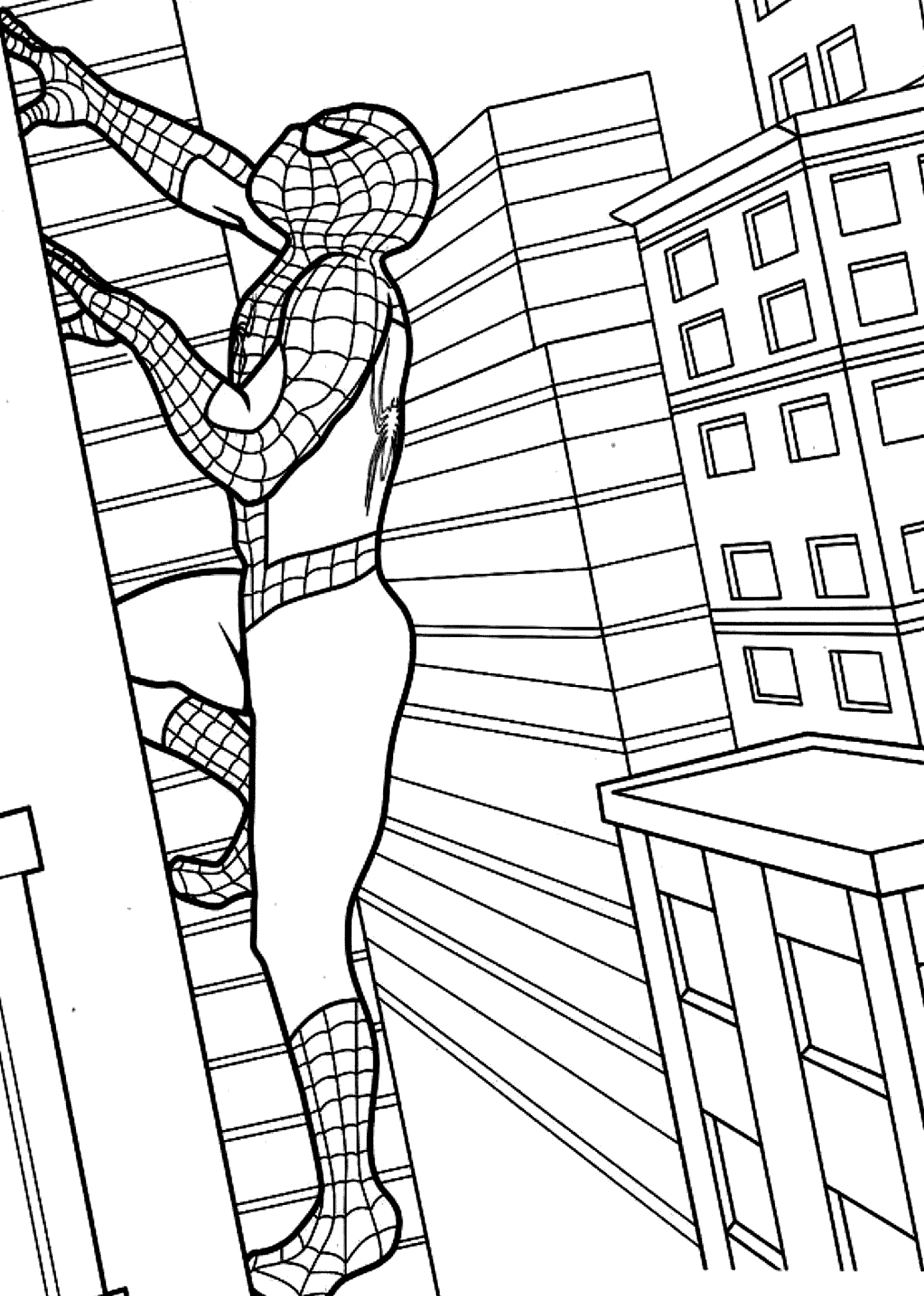 1483x2079 Spider Man On Building Coloring Pages For Kids Printable Free