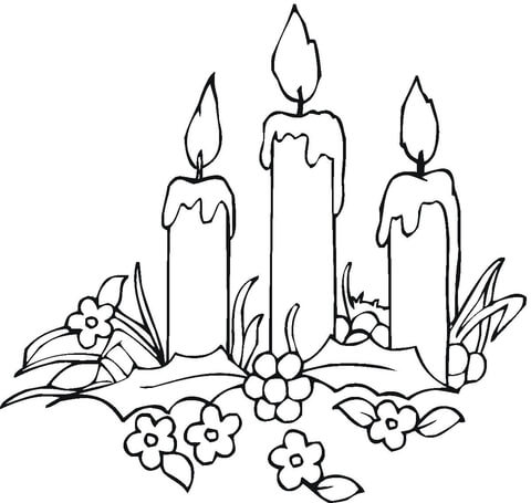 480x455 Candles With Flowers Coloring Page Free Printable Coloring Pages