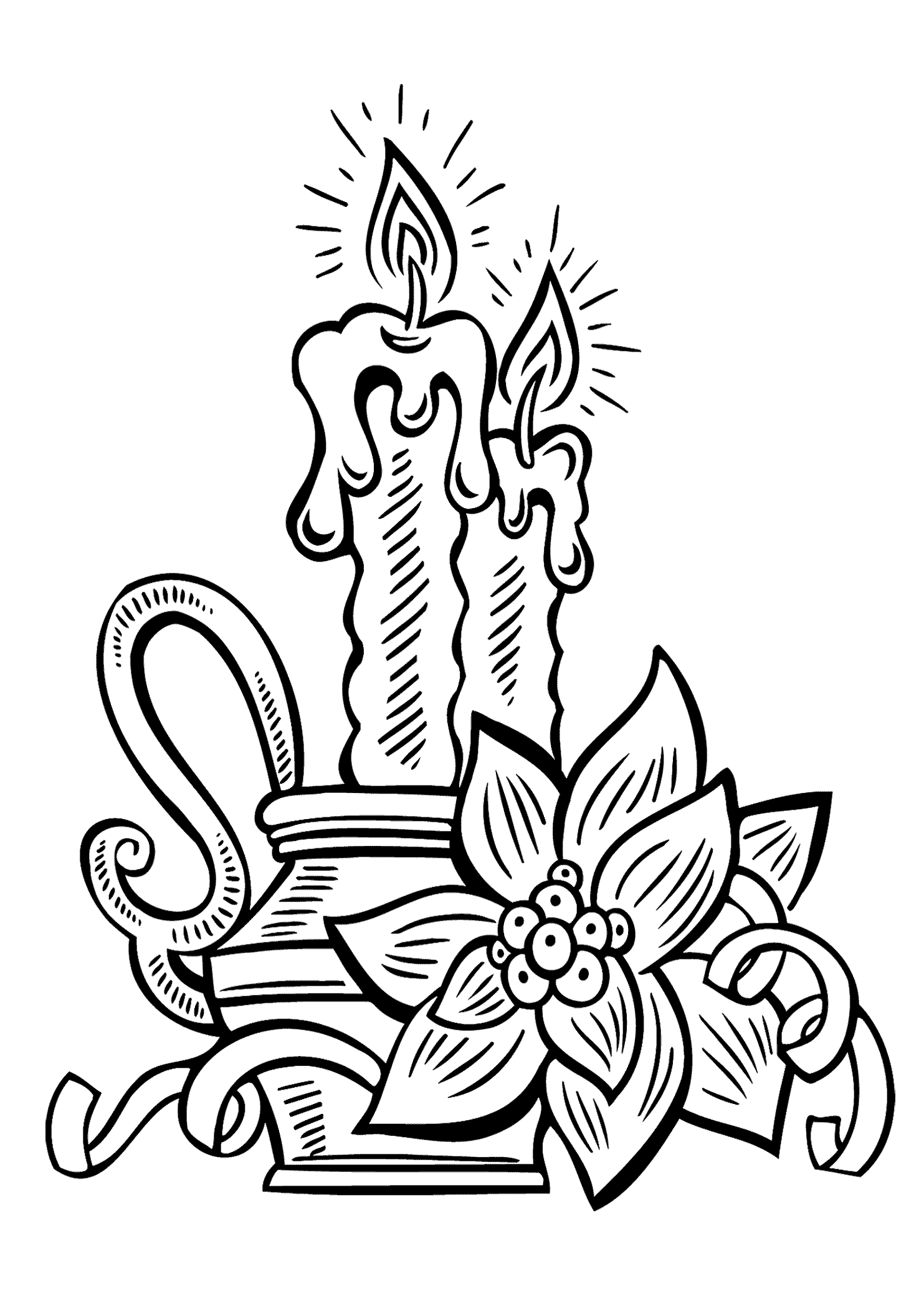 1483x2079 Christmas Candle Coloring Pages For Kids, Printable Free